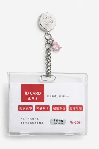 Id holderbrooch-silver&pink