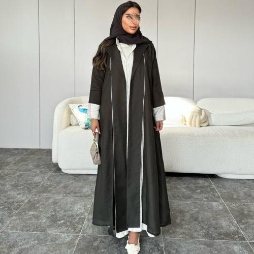 عباية قماش لينن طبيعي زيتي