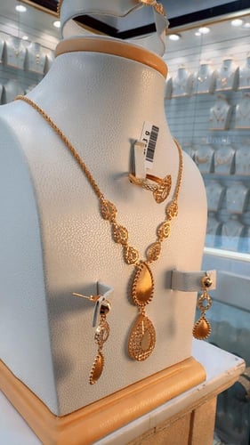 طقم المطفي تصميم الدمعه ذهب صافي عيار 21