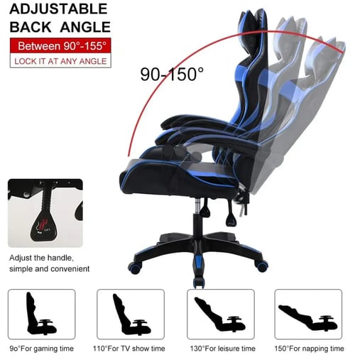 كرسي كمبيوتر مع مسند للقدمين ودعم قطني ارتفاع قابل...