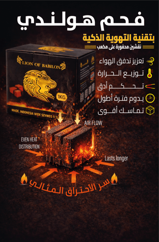 5 كرتون فحم هولندي مكعبات 10 كيلو - مقاس 26mm