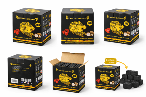 5 علبة فحم قشور جوز الهند مكعبات 360 قطعة - مقاس 2...