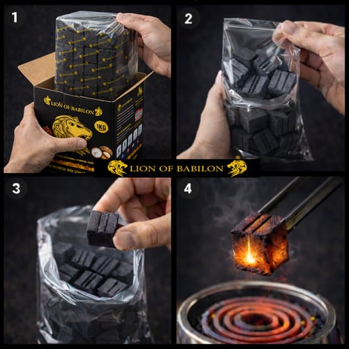 2 علبة فحم قشور جوز الهند مكعبات 144 قطعة - مقاس 2...