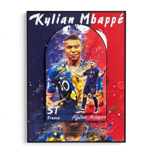 لوحة فنية – Kylian Mbappé مع حامل عرض 80*60