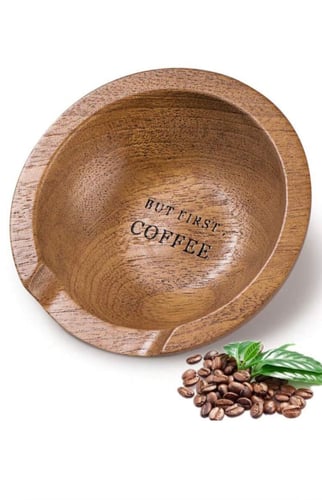 Wooden round coffee beans dish model