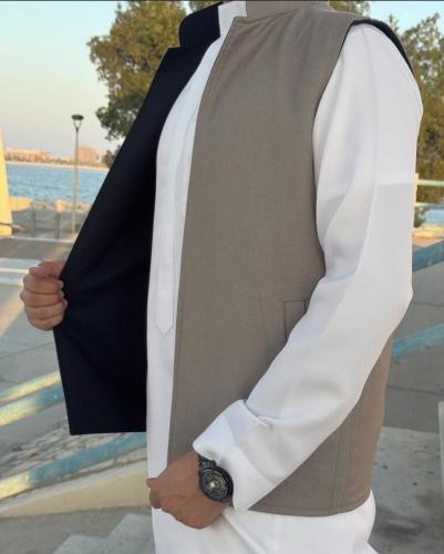 سديري رجالي دبل فيس رمادي