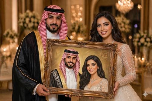 لوحة لذكرى الزواج كانفاس مع برواز