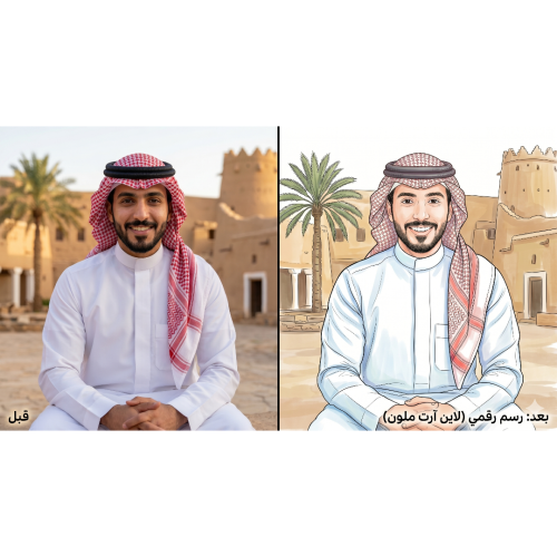 الرسم الخطي لاين آرت مطبوع على كانفاس مع برواز