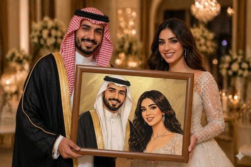 لوحة لذكرى الزواج كانفاس مشدود على خشب رقيق MDF مع...
