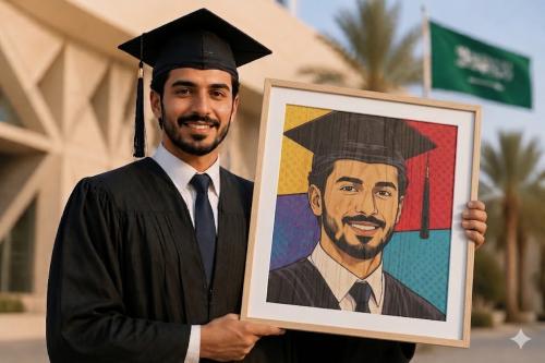 لوحة اهداء بمناسبة التخرج كانفاس مشدود على خشب رقي...