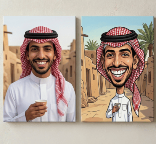 رسم كاريكاتير مطبوع على كانفاس بدون برواز