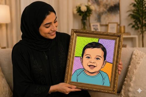 لوحة لطفل مولود كانفاس مع برواز