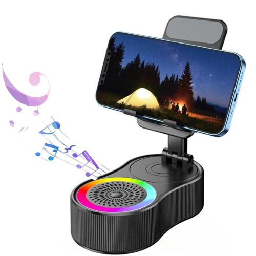 حامل هاتف دوار 360 درجة مع مكبر صوت بلوتوث وإضاءة RGB – قابل لتعديل الارتفاع