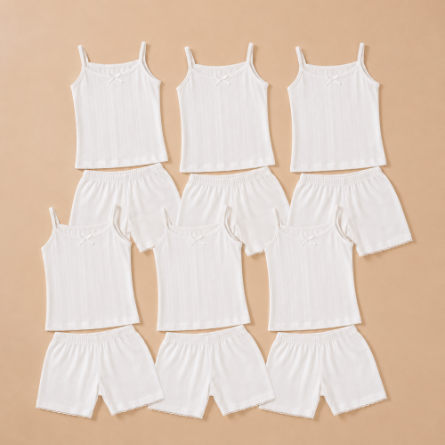 Girls' perforated set Turkish 100% - 6 pieces