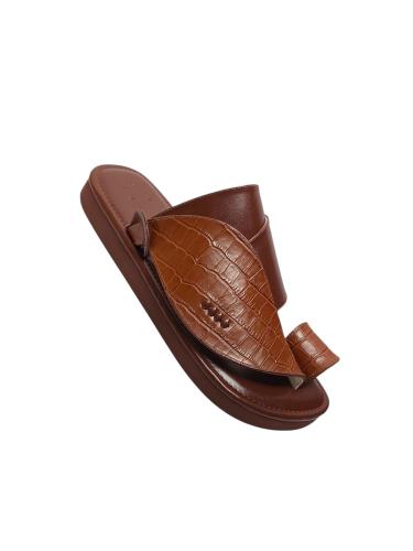 Genuine leather, crocodile print, brown color