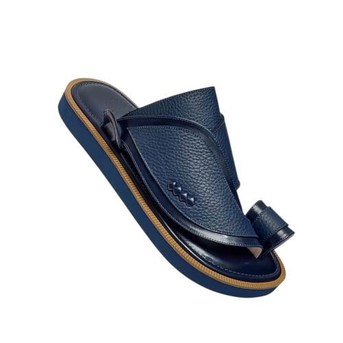 Genuine leather with a dark blue fingerprint color