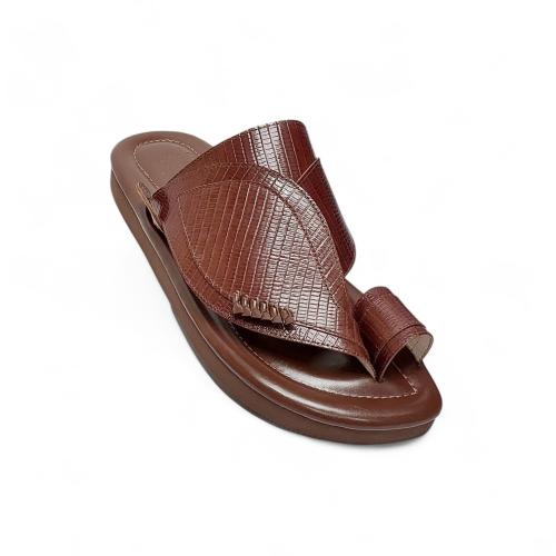 Natural leather with lizard print, light brown color
