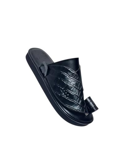 Genuine leather crocodile print black color