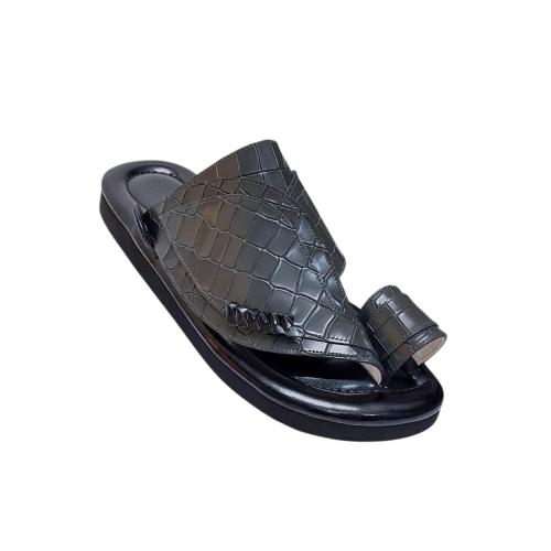 Genuine leather crocodile print gray color