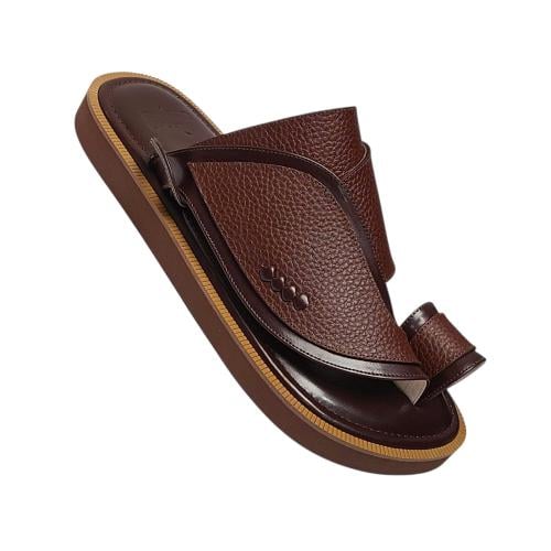 Natural leather with brown stamp color