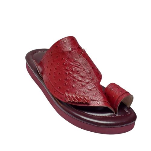 Genuine leather, ostrich print, maroon color