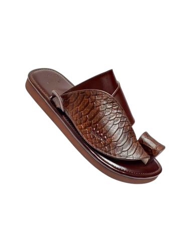 Genuine leather snake print brown color
