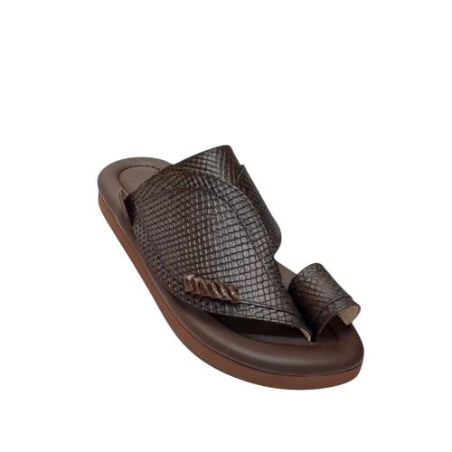 Genuine leather, cobra print, dark brown color, matte brown