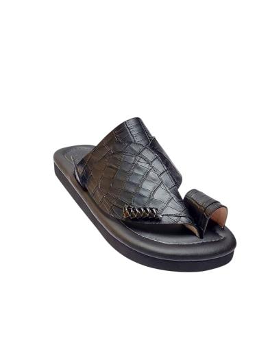 Genuine leather crocodile print black matte color