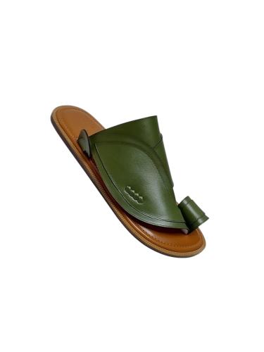 Light green and camel plain genuine leather