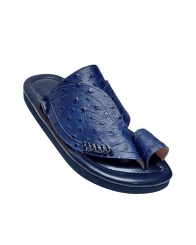 Genuine leather, ostrich print, navy color
