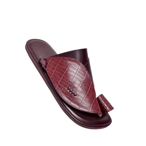Genuine leather crocodile print maroon color