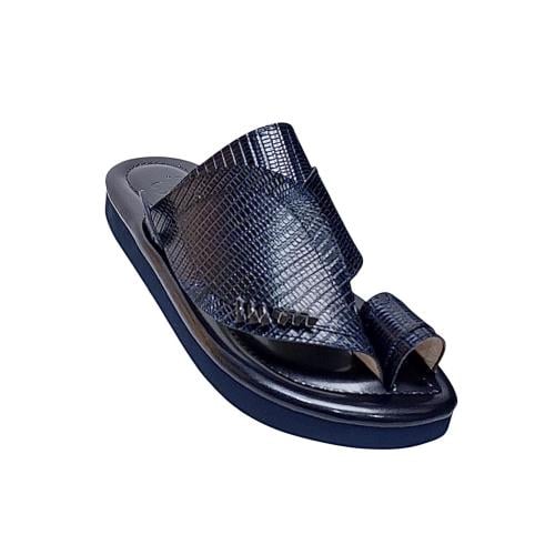 Genuine leather, lizard print, dark navy color