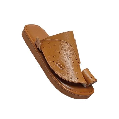 Genuine leather, ostrich print, honey color