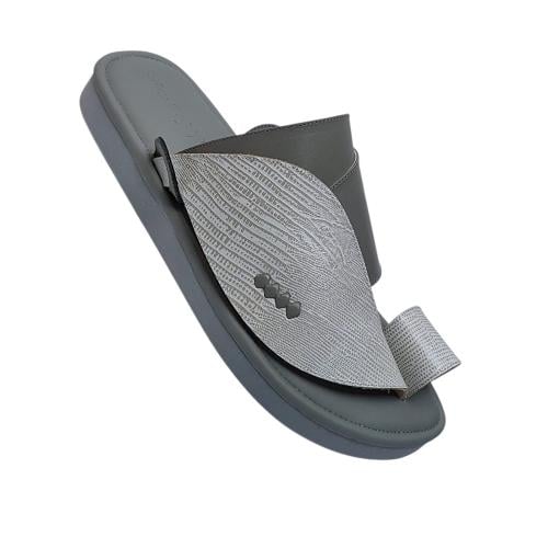 Genuine leather, reptile print, gray color