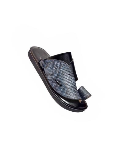 Genuine leather, cobra print, color navy blue and black