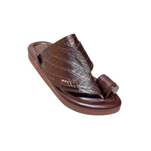 Genuine leather, crocodile print, brown color
