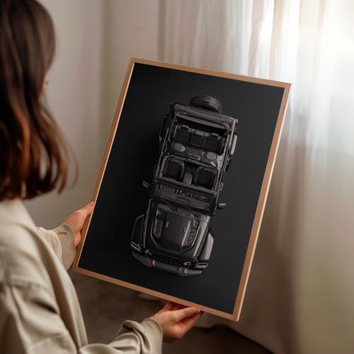 Custom Color Jeep Canvas Wall Art - Wrangler Top View 2