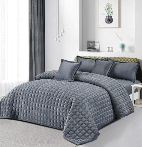 Velvet bedspread for two, pressed, simple