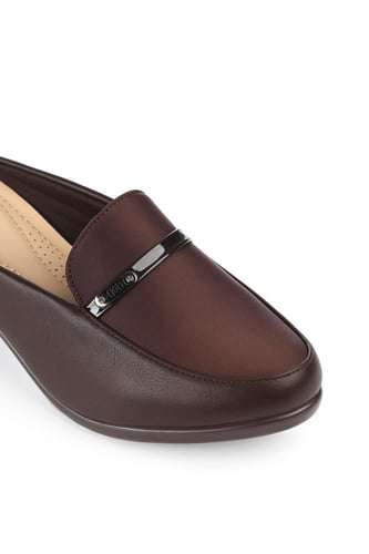 حذاء كعب متوسط طبي مفتوح من الخلف بكعب منفصل وبدون...