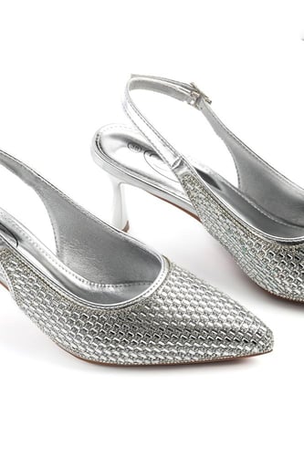 حذاء كلاسيكي سهرة أنيق بمقدمة مدببة مرصعة بأحجار ل...