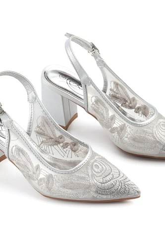 حذاء كلاسيكي سهرة أنيق بمقدمة مدببة مصنوعة من شبكة...