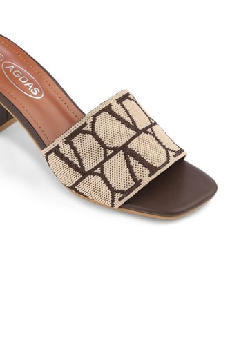 حذاء صيفي طبي أنيق سليبر كعب عالِ بمقدمة قماشية مز...