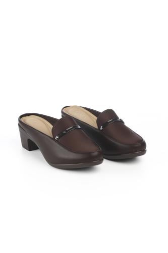 حذاء كعب متوسط طبي مفتوح من الخلف بكعب منفصل وبدون...