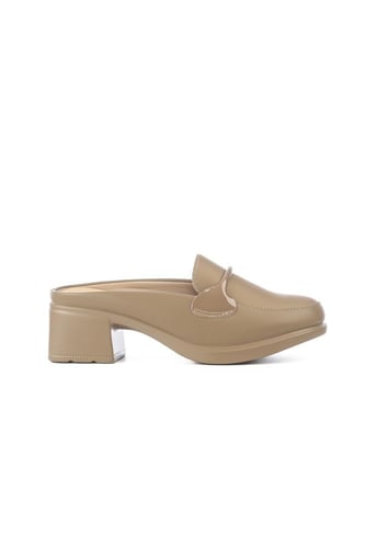 حذاء كعب متوسط طبي مفتوح من الخلف بكعب منفصل بدون...