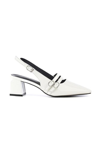 حذاء كلاسيكي بمقدمة مدببة وأحزمة و كعب سميك وحزام...