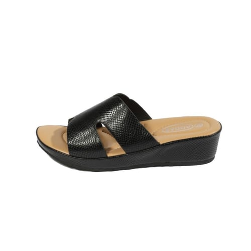 حذاء صيفي طبي أنيق بمقدمة عريضة بلمعة