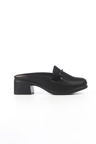 حذاء كعب متوسط طبي مفتوح من الخلف بكعب منفصل بدون...