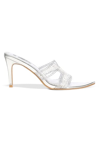 حذاء كلاسيكي مفتوح بمقدمة شفافة عريضة مزينة باللؤل...