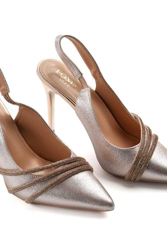 حذاء كلاسيكي سهرة أنيق بمقدمة مدببة مزينة بأحجار ل...