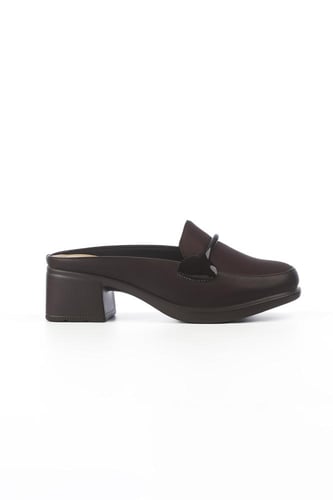 حذاء كعب متوسط طبي مفتوح من الخلف بكعب منفصل بدون...